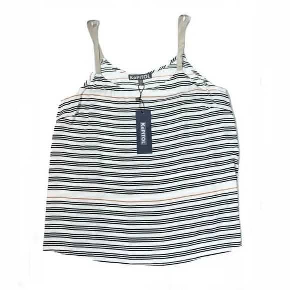 KaPITOL | Stitch Fix Tank Top Striped Ribbon Straps Pullover - Picture 3 of 6